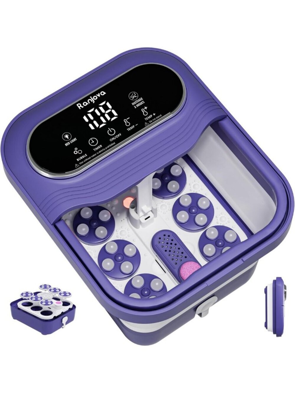 Electric Collapsible Foot Spa with Heat & Bubble Massage, Temp Control